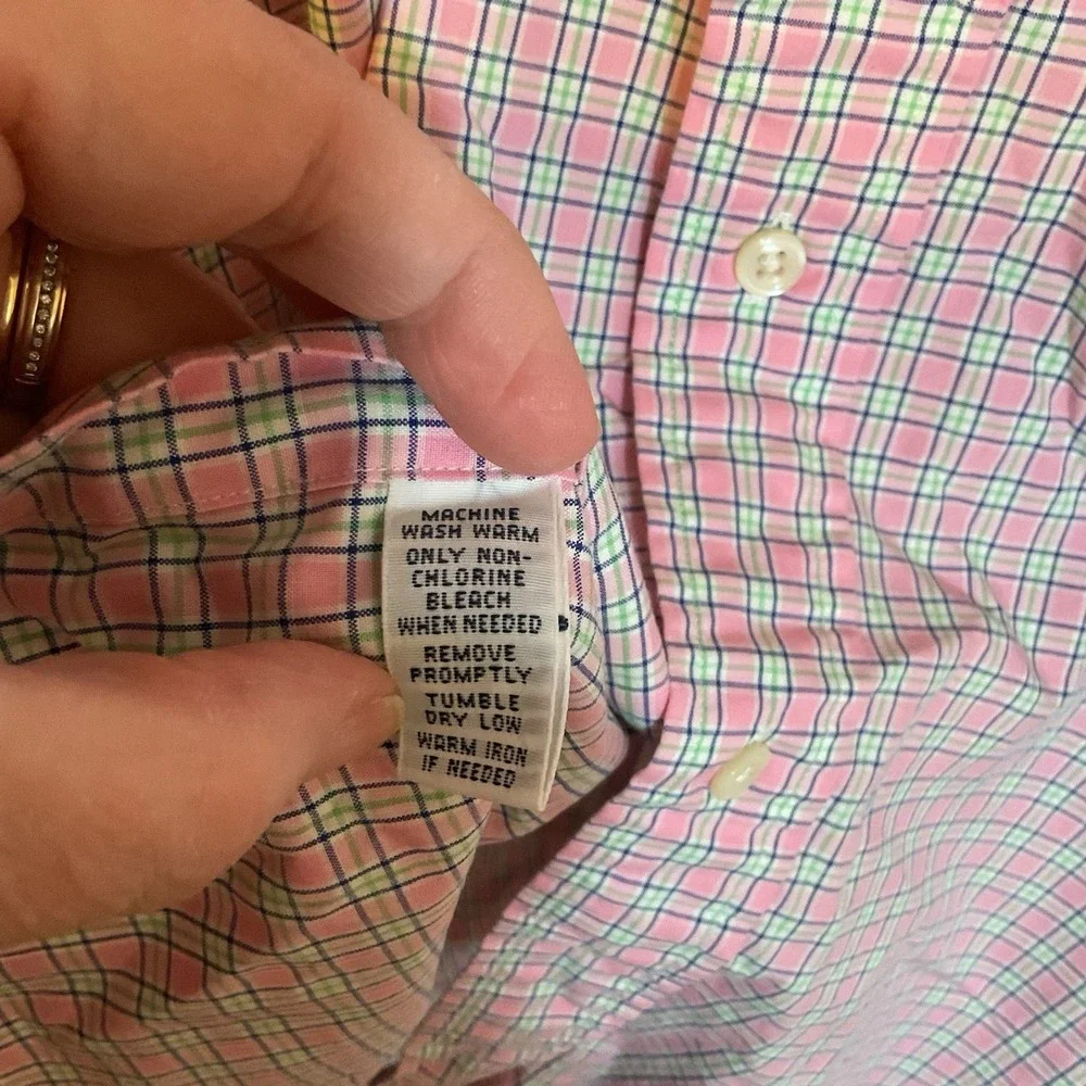 Men's Polo Ralph Lauren Pink/Green/Blue Checked Long‎ Sleeve Button Up Size XL
